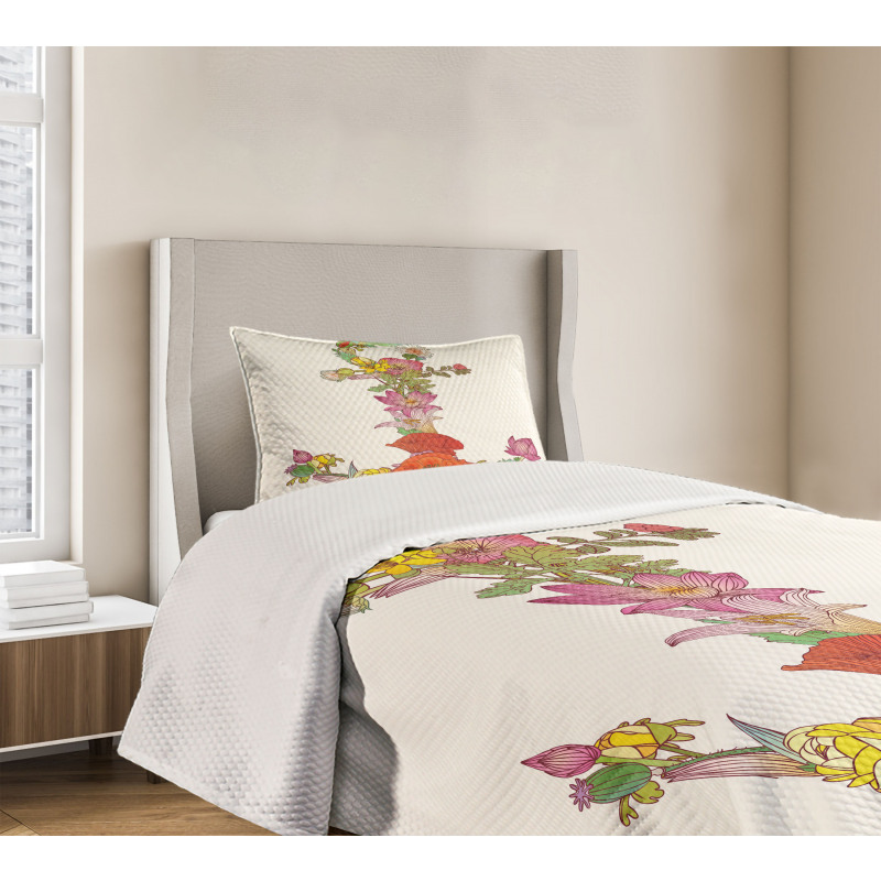 Spring Flowers Blooming Bedspread Set