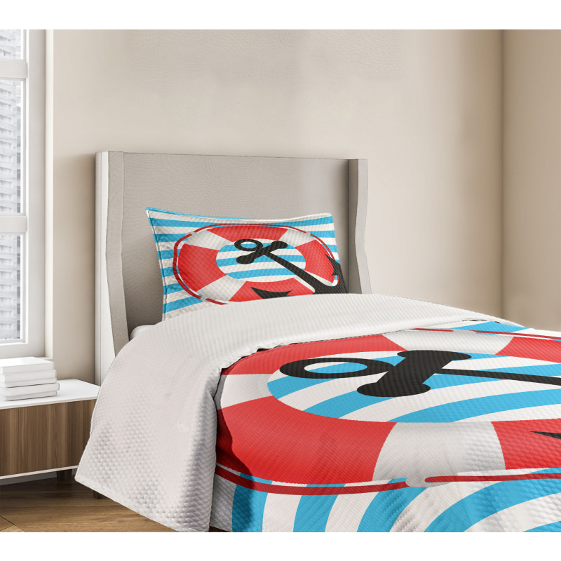 Lifebuoy Anchor Design Bedspread Set