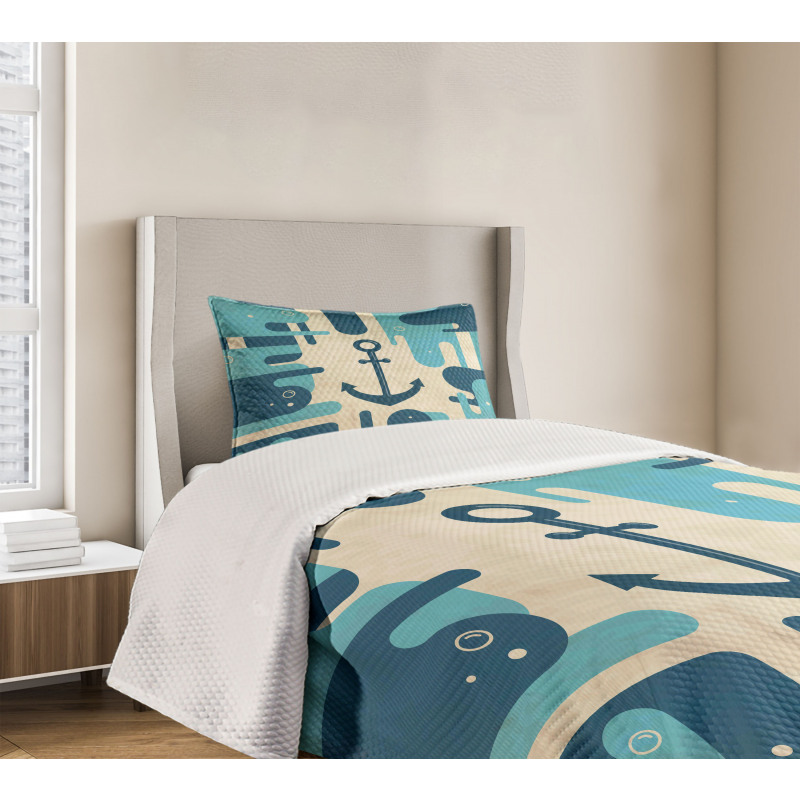 Sea Abstract Design Bedspread Set