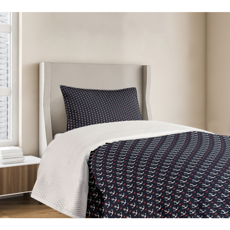 Small White Anchors Bedspread Set