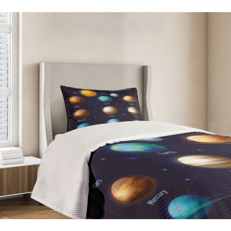 Solar System and Sun Bedspread Set