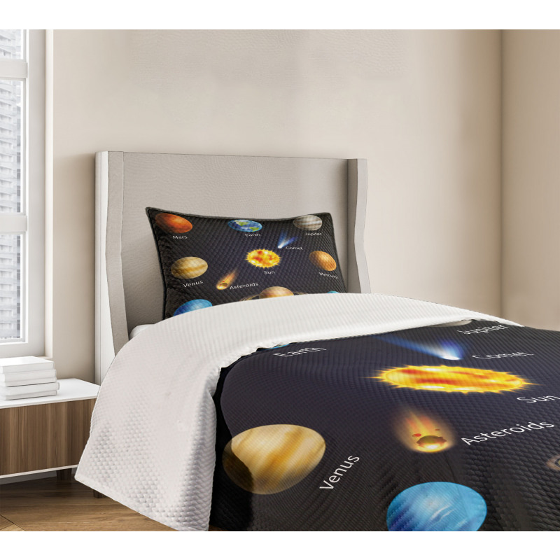 Space Objects Comet Bedspread Set