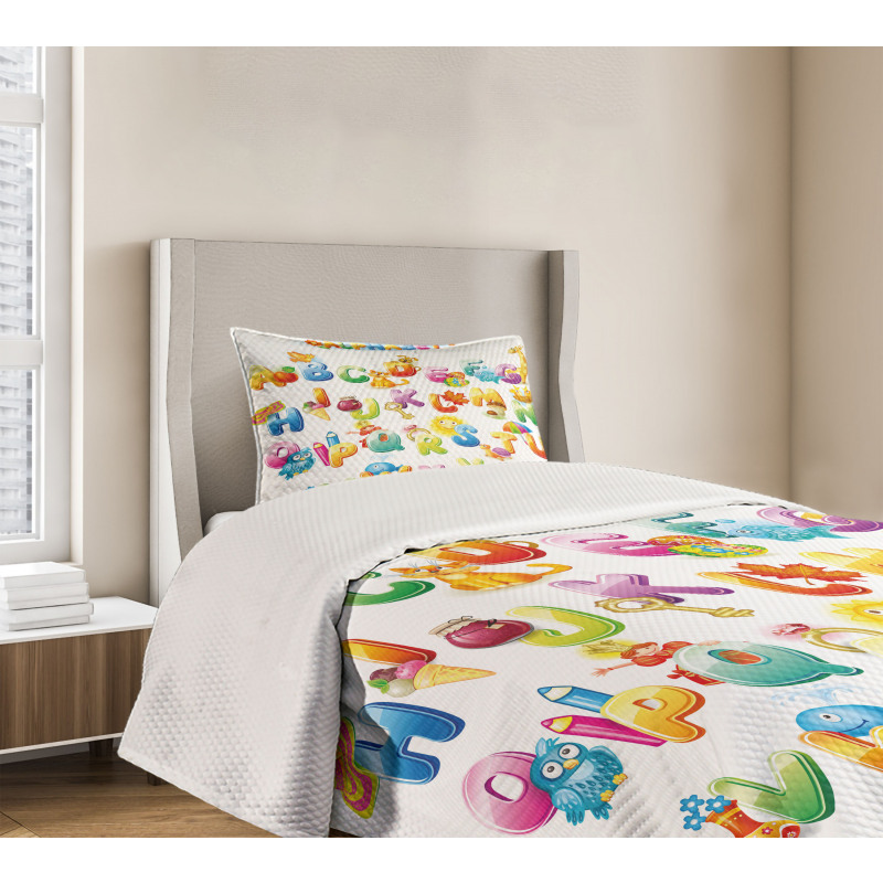 Cartoon Alphabet Bedspread Set