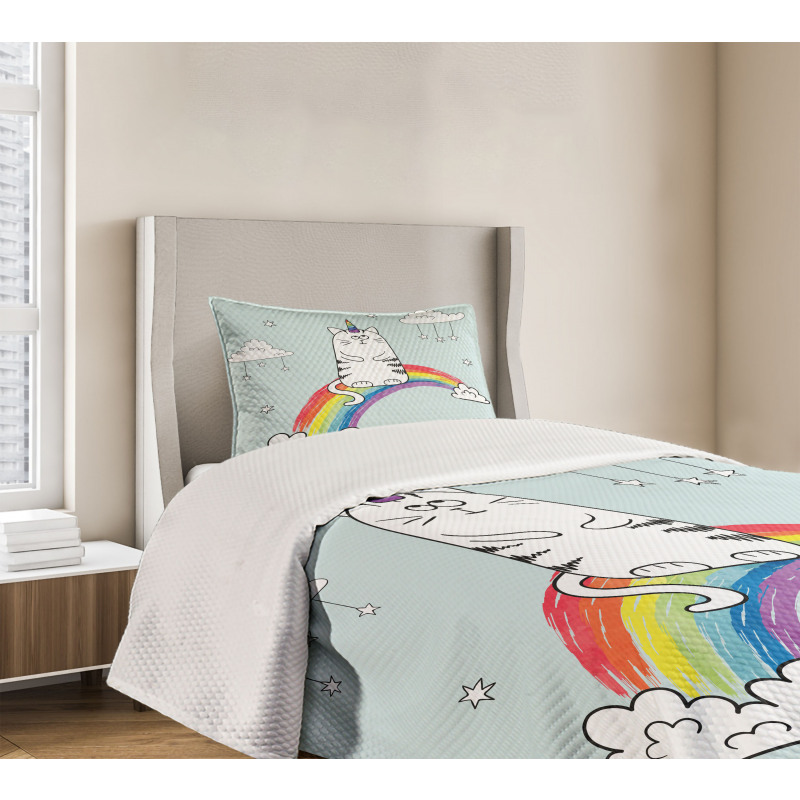 Rainbow Words Art Bedspread Set