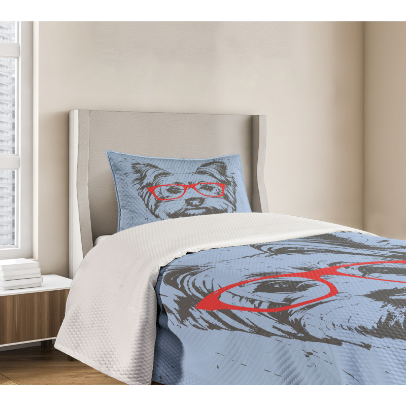 Fun Portrait Red Glasses Bedspread Set