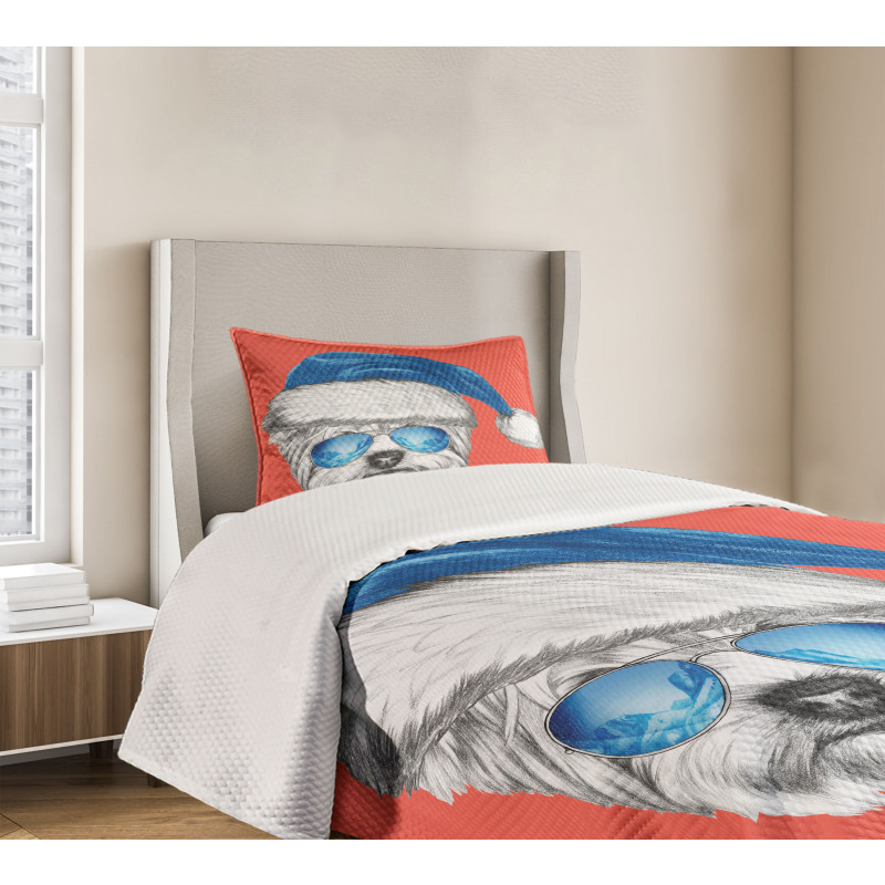 Blue Santa Hat Funny Bedspread Set