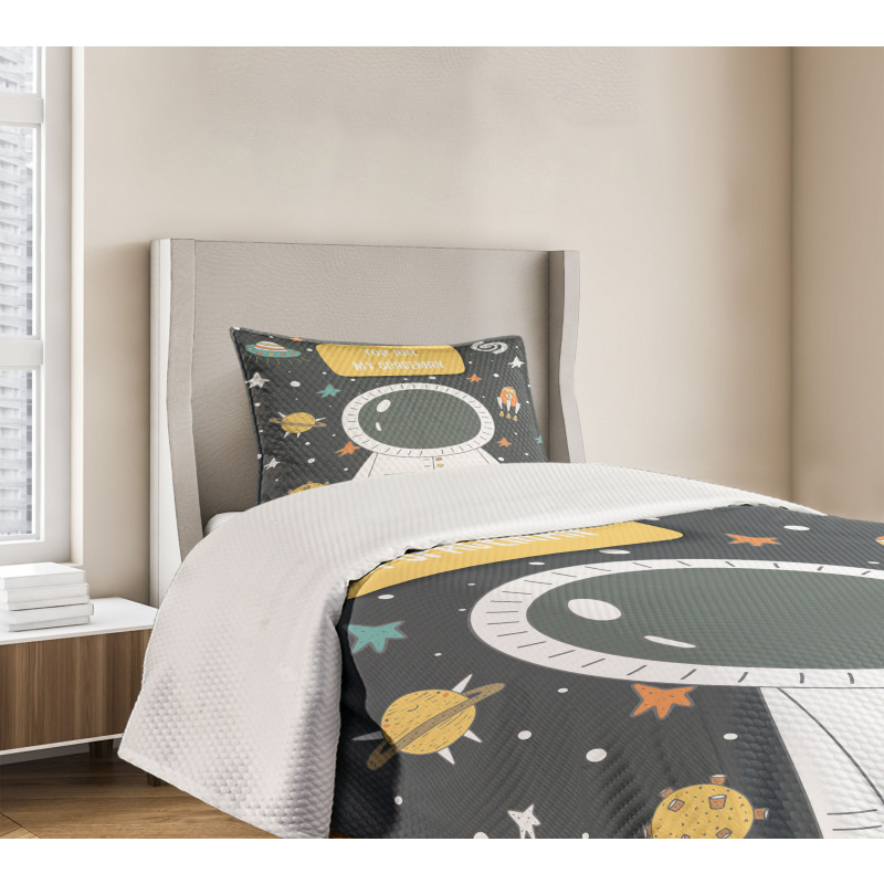 Cosmic Doodle Rocket Bedspread Set