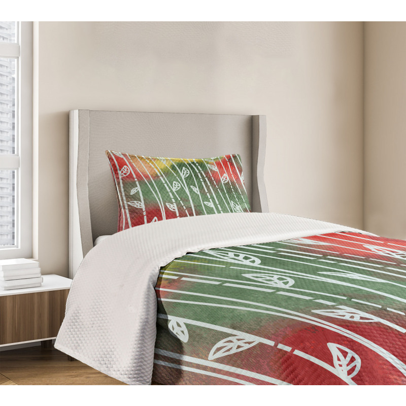 Doodle Leaves Exotic Bedspread Set