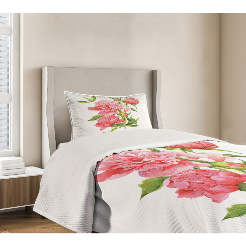 Pink Peonies Bouquet Bedspread Set