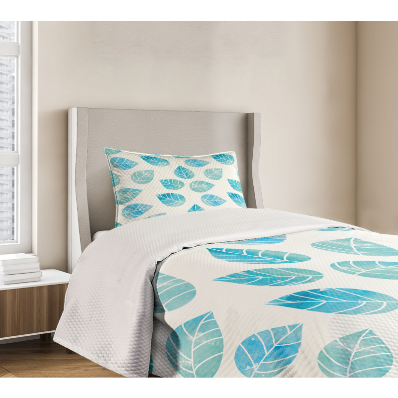 Fallen Blue Leaves Bedspread Set