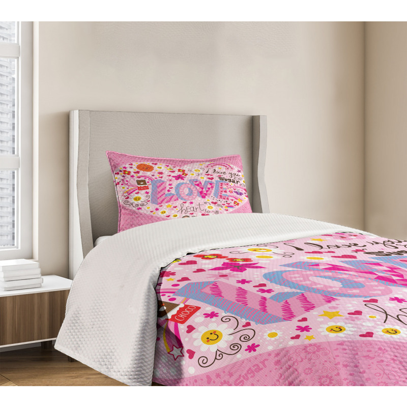 I Love You Sugar Heart Bedspread Set