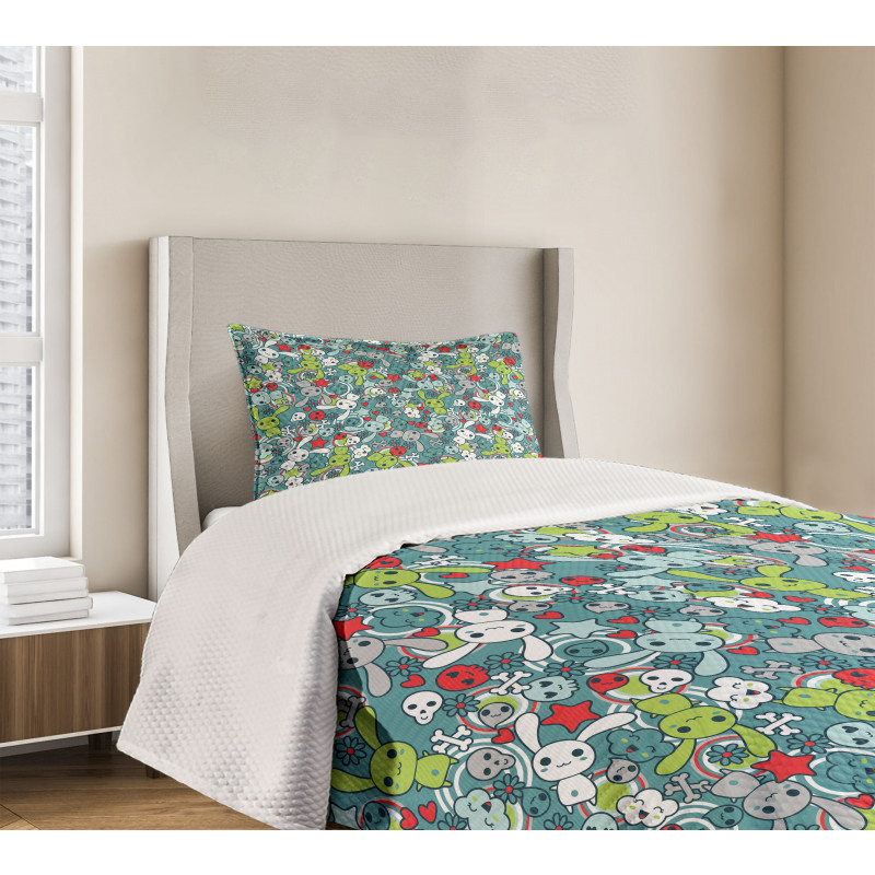 Kawai Bunnies Happy Bedspread Set