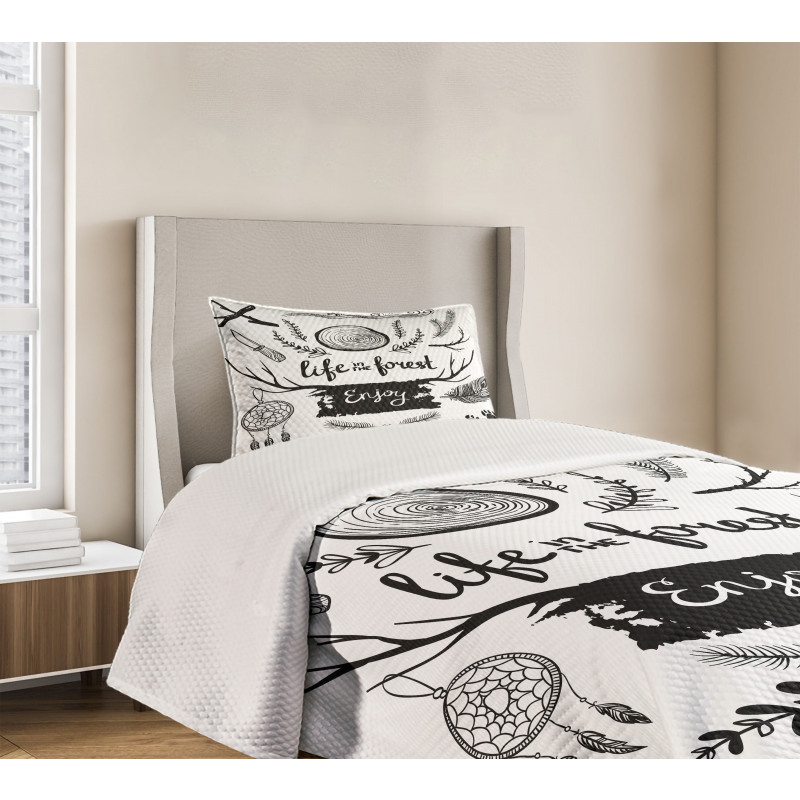 Antlers Tree Feathers Bedspread Set