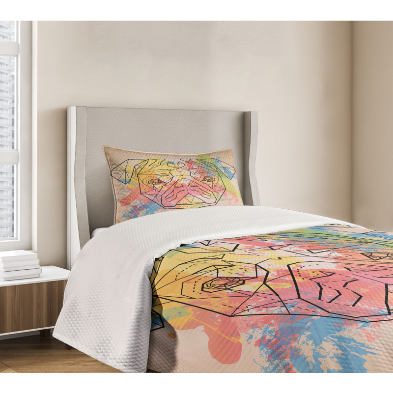 Vibrant Colored Line Art Bedspread Set