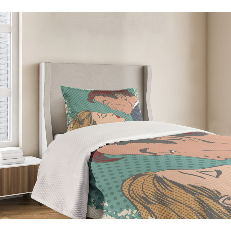 Lovers About to Kiss Art Bedspread Set