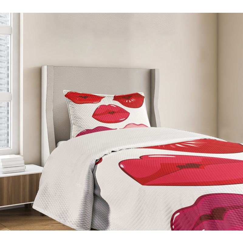 Woman Lips Kiss Affection Art Bedspread Set