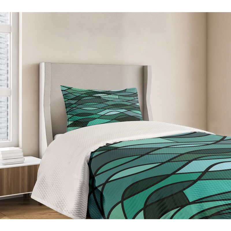 Mosaic Sea Waves Inspired Bedspread Set