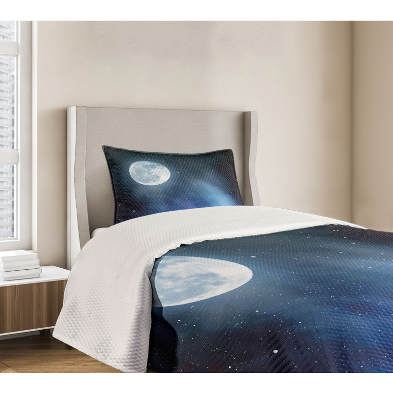 Starry Night Sky Full Moon Bedspread Set