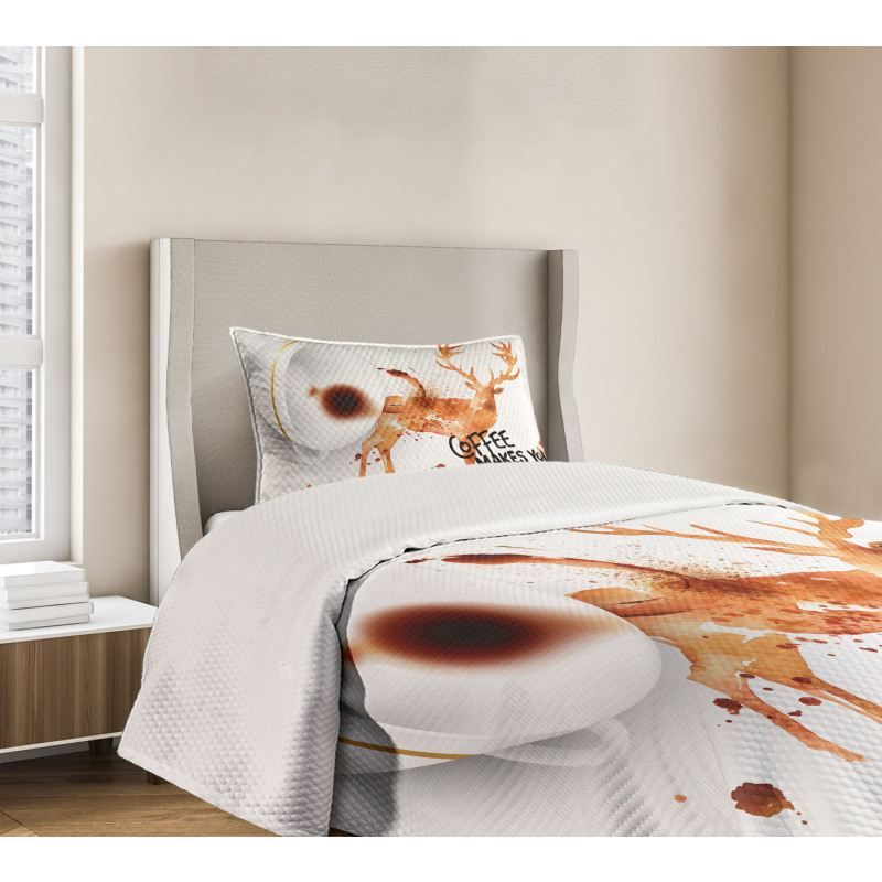 Deer Antlers Nature Bedspread Set