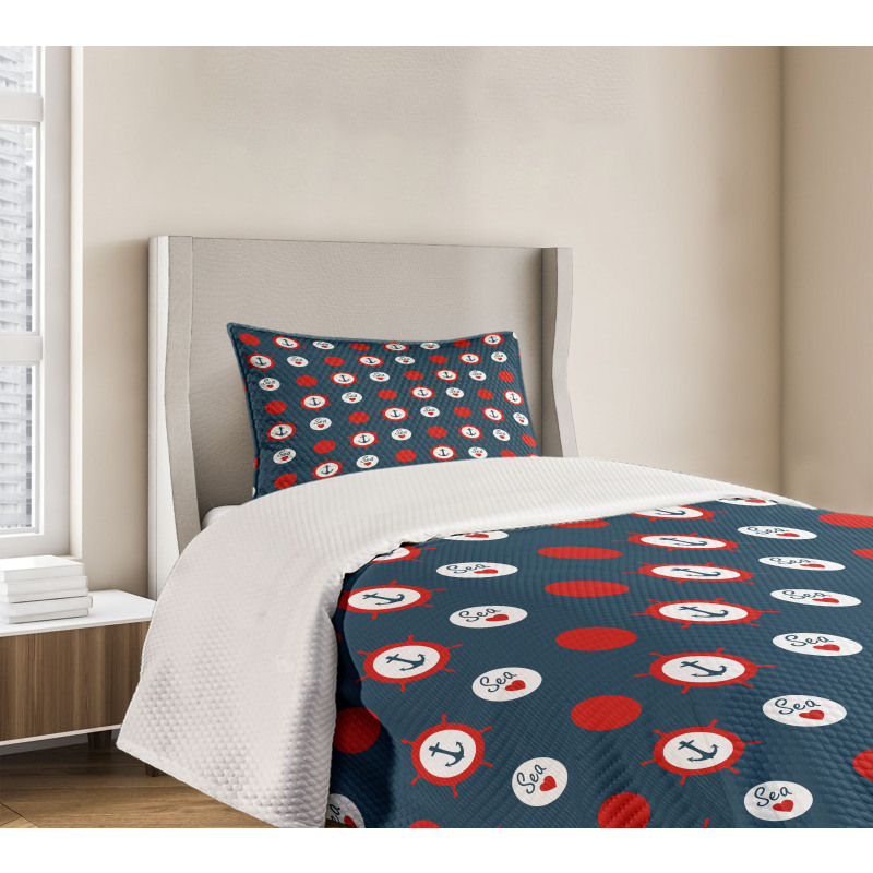 Marine Ship Helm Design Bedspread Set