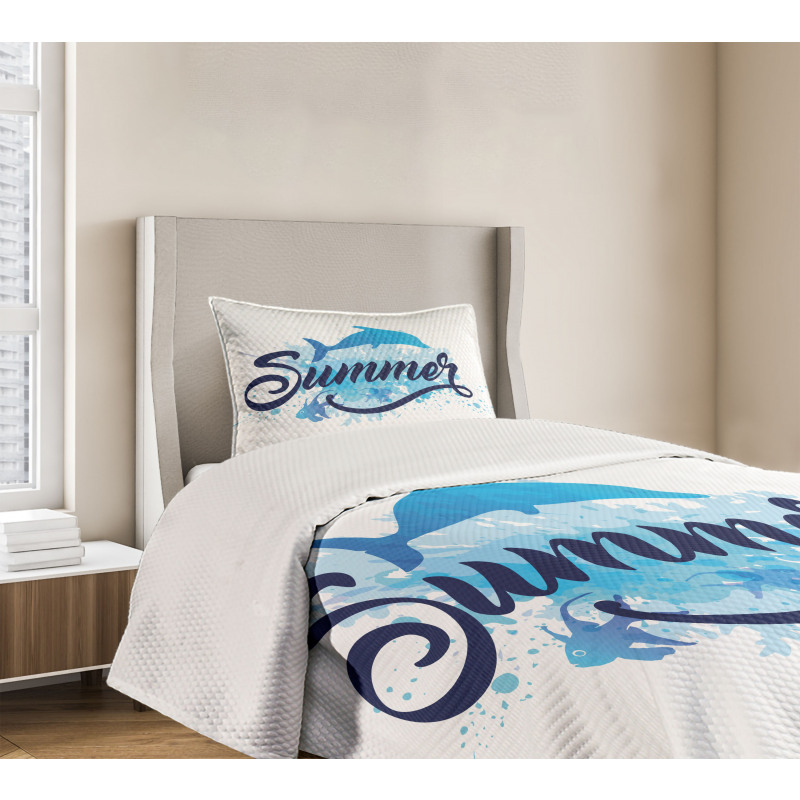 Vibrant Colored Fish Bedspread Set