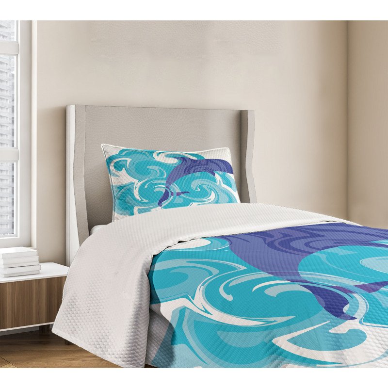 Waves Aqua Life Nature Bedspread Set