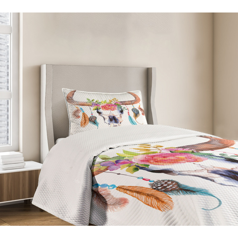 Bull Skull Bedspread Set