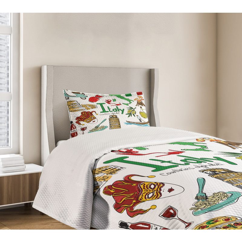 Fun Colorful Sketch Style Bedspread Set