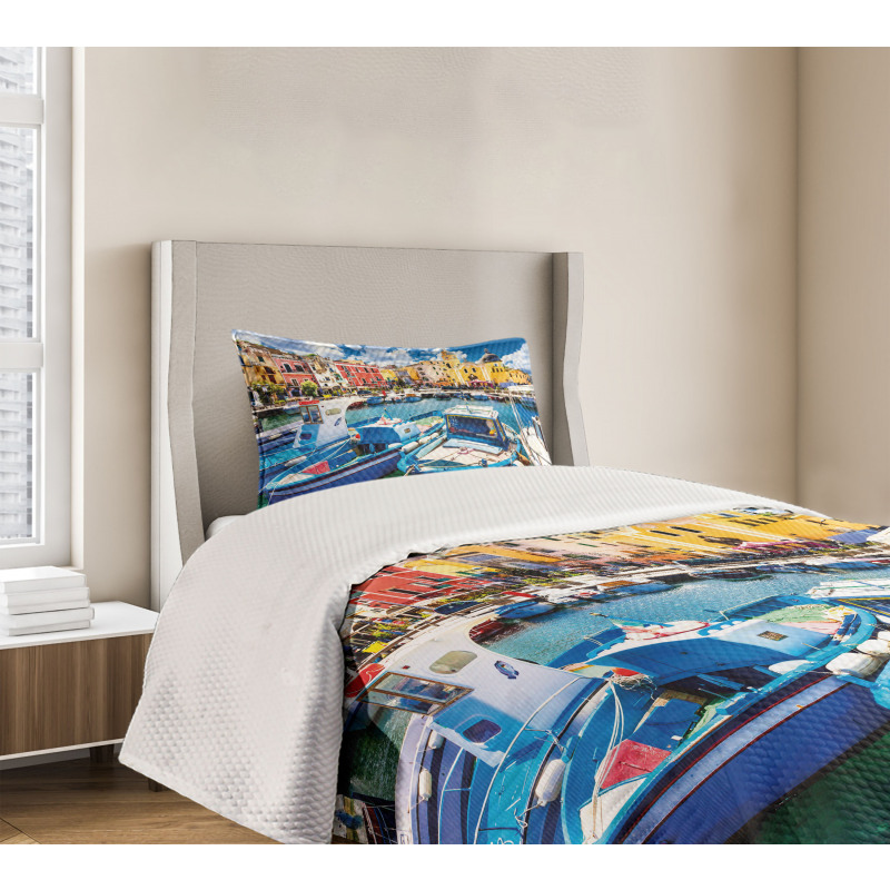 Colorful Procida Island Bedspread Set