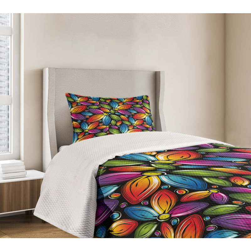 Colorful Flowers Vintage Bedspread Set