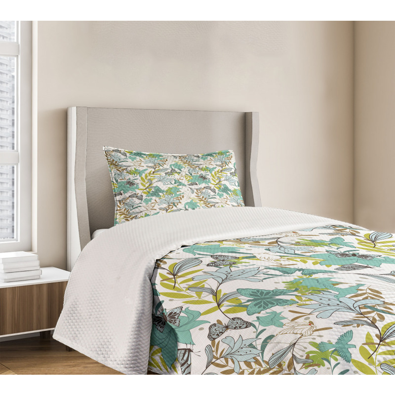 Flying Birds Butterflies Bedspread Set