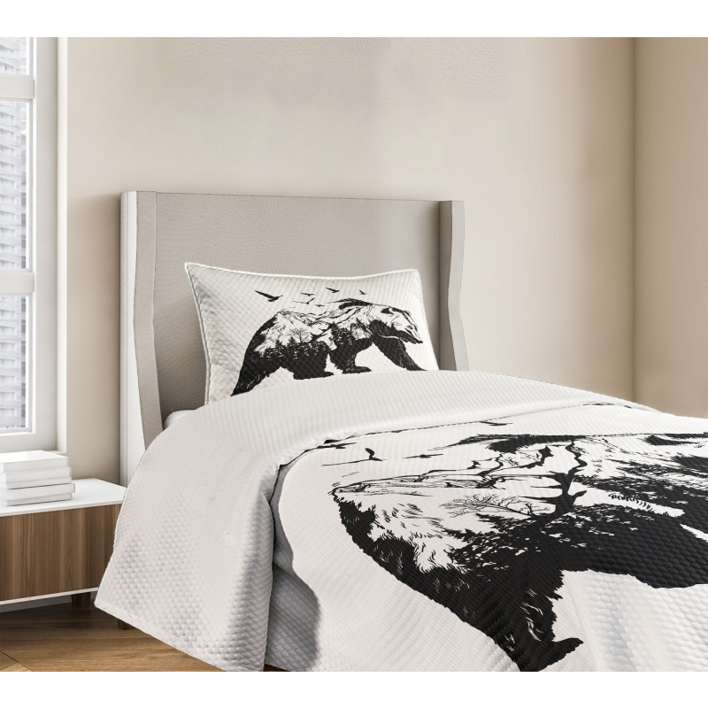 Wildlife Mammal Silhouette Bedspread Set