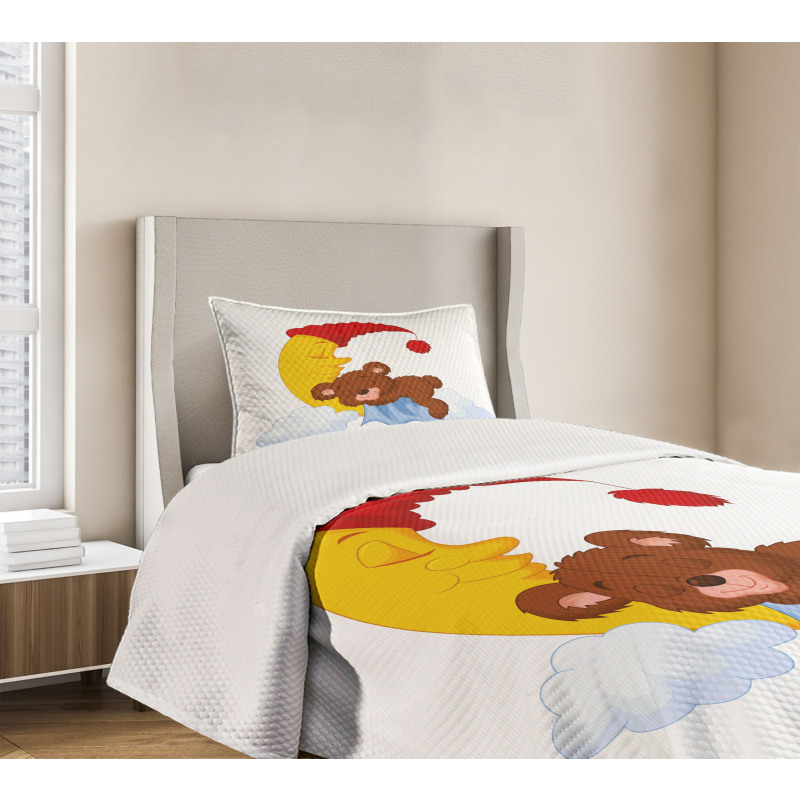 Kids Cartoon Baby on Moon Bedspread Set