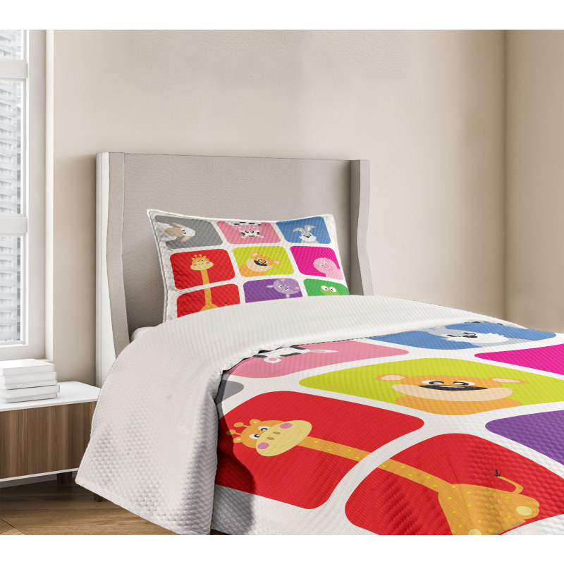 Cartoon Colorful Frames Bedspread Set