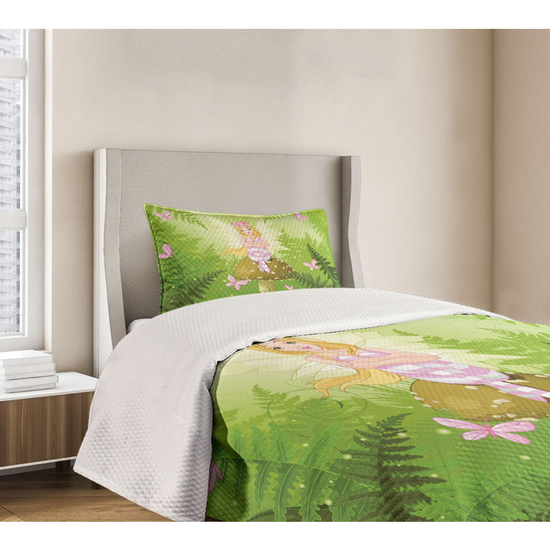 Fairy Girl Floral Hair Bedspread Set