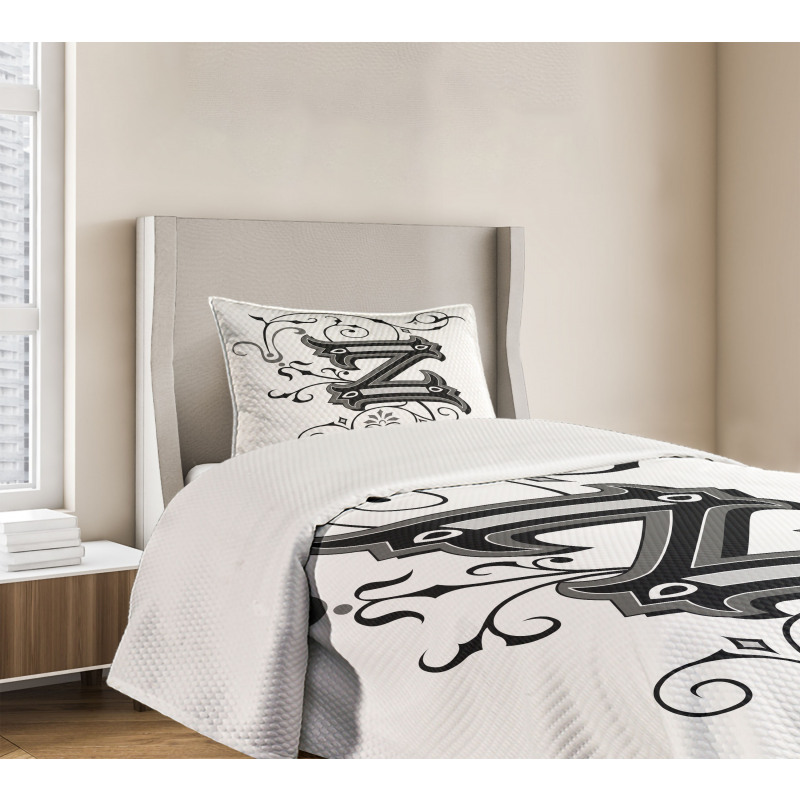 Calligraphic Capital Z Bedspread Set