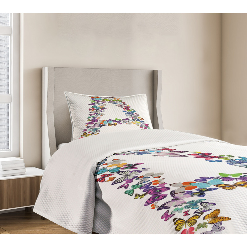 Butterfly Font Style Bedspread Set