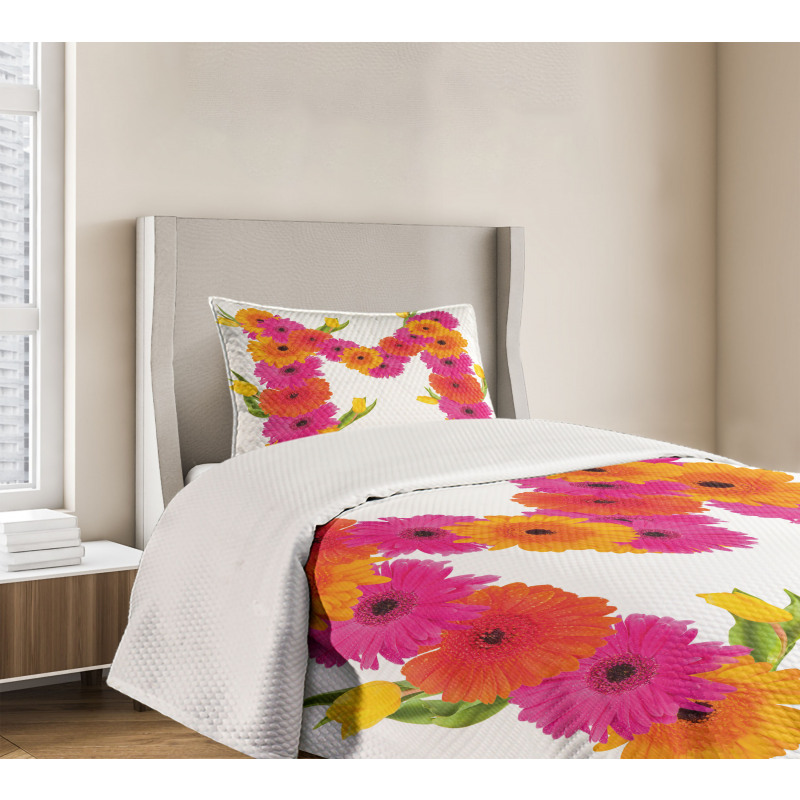 Gerbera Flowers Tulips Bedspread Set