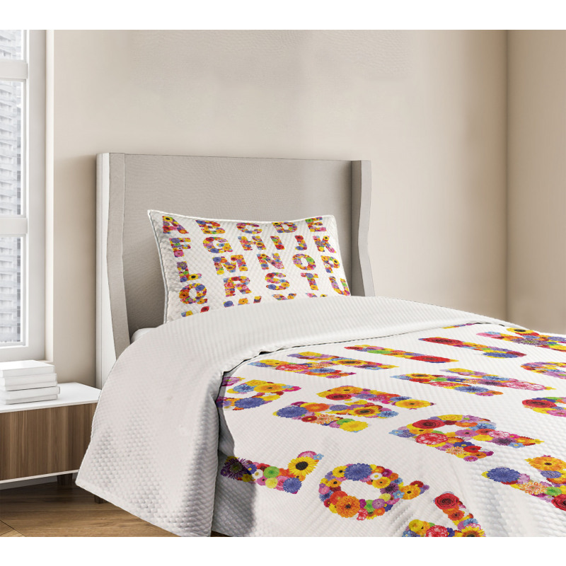 Colorful Flora Alphabet Bedspread Set