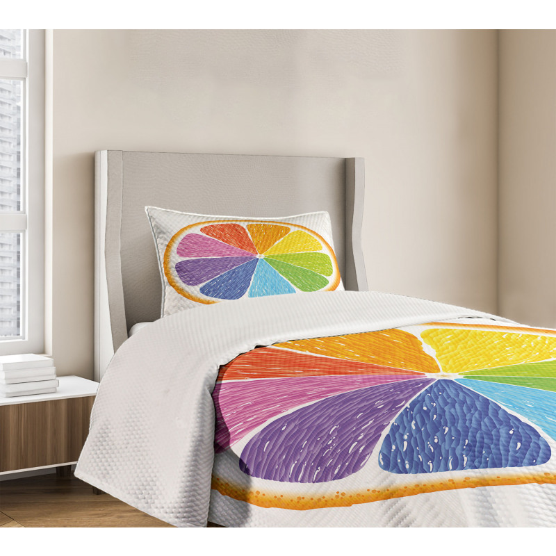 Rainbow Colored Orange Bedspread Set