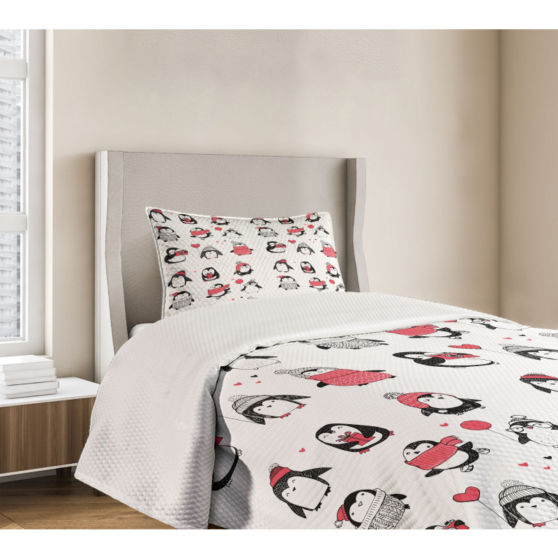 Penguins Merry Xmas Bedspread Set