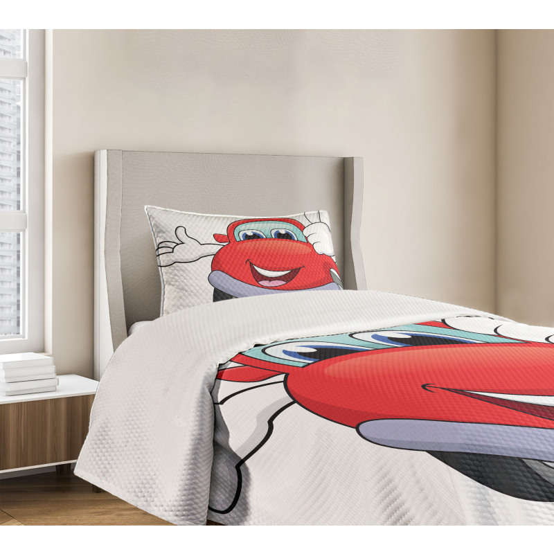 Cartoon Red Vehicle Happy Bedspread Set