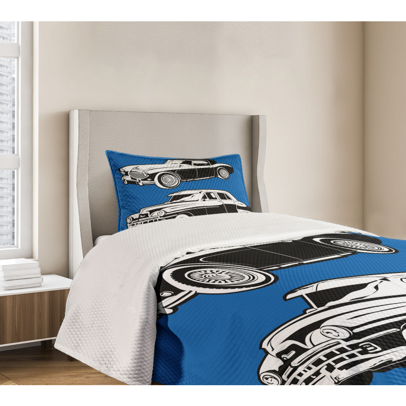 Black and White Vehicle Bedspread Set