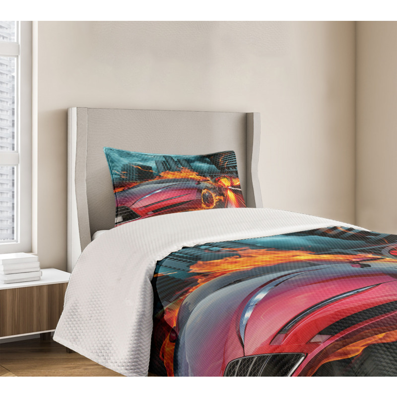 Red Hot Concept Car Flames Bedspread Set