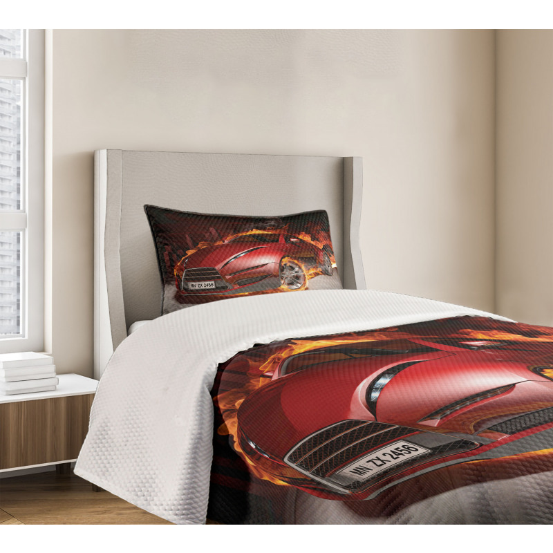 Burnout Tires Sport Car Bedspread Set