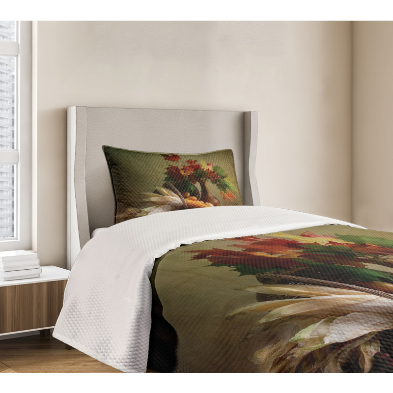 Fall Vegetables Leaves Bedspread Set