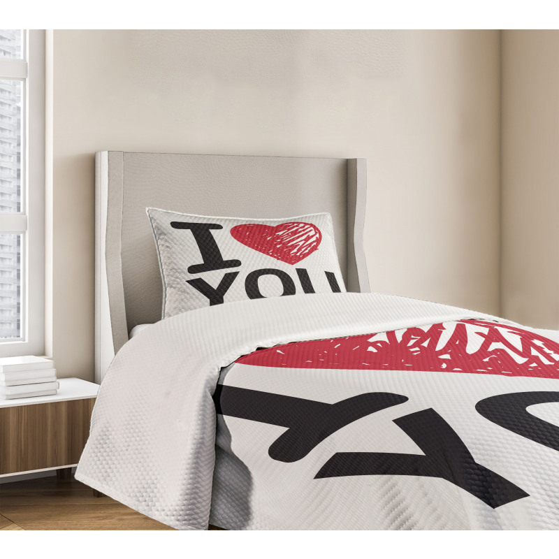 Simple Calligraphy Bedspread Set