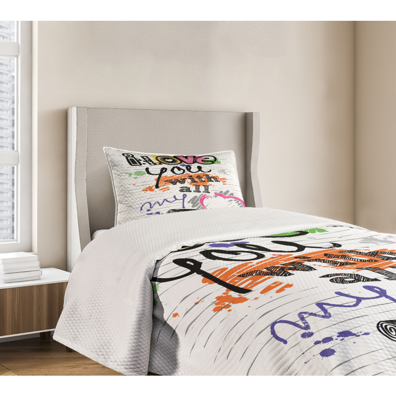Grunge Sketchy Style Bedspread Set
