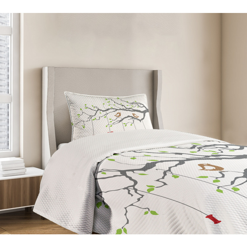 Romantic Birds Tree Bedspread Set
