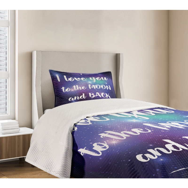 Outer Space Phrase Bedspread Set